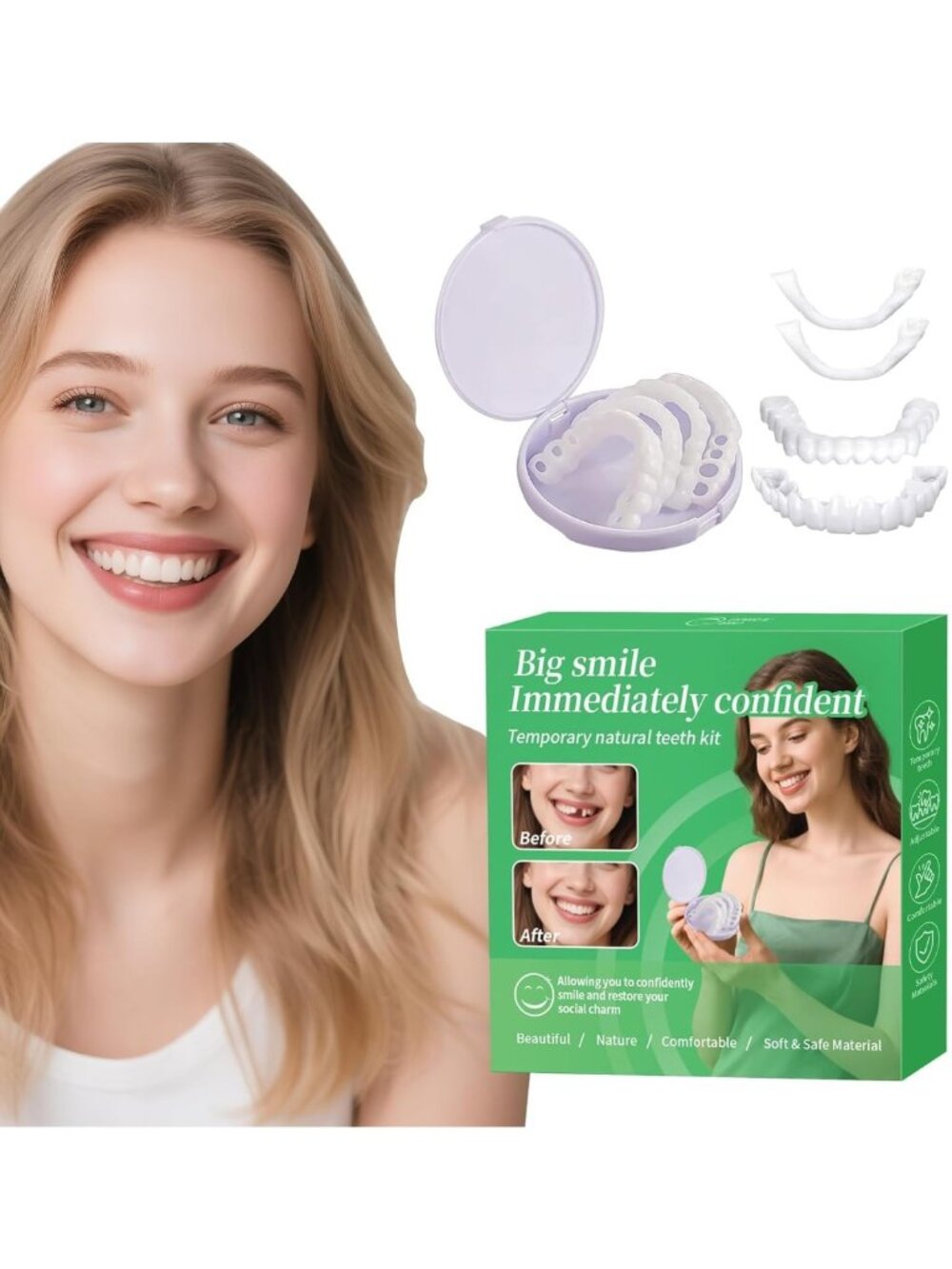 2 Pairs Adjustable Teeth Aligners for Men & Women - Comfortable Smile Boost